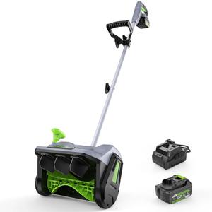 Cordless Snow Shovel, 13" Electric Snow Blower 20V, 4 Ah Battery 300lb/min Snow Removal, 19FT Throw Distance, Lightweight 12lb for Driveway/Steps/Patio/Sidewalk (Green)