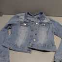 andy & natalie Women's Denim Jackets Cropped Long Sleeve Basic Button Down Crop Jean Shacket with Pockets (M)