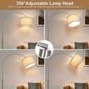 Floor Lamp for Living Room, Dimmable Arc Floor Lamp with Adjustable Head, Silver Finish Modern Pole Lamp, Over Couch Tall Standing Hanging Lights for Reading, Bedroom, Office, 9W 3000K Bulb Included
