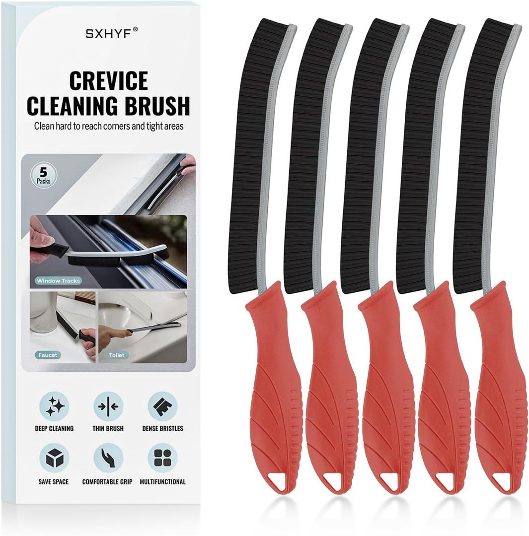 SXhyf Crevice Cleaning Brush - Grout Scrub Brush, House Cleaning Supplies, Gap Cleaning Tools, Home Essentials, Gifts for Women Men, Hard Bristle Crevice Cleaner Brush for Household Use, Bathroom (Red)