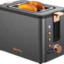 Mecity Toaster 2 Slice Stainless Steel Body Timer, Bagel/Defrost/Reheat/Cancel Functions,Warming Rack, Removable Tray, 6 Browning Settings, Extra Wide Slots, Bread Toaster, 120V 800W Grey