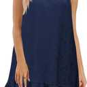 SENFURE Women Summer Floral Dress Casual 2025 Sleeveless Halter Dress Ruffle Flowy Boho Sundress Swing Cocktail Mini, Dark Blue 