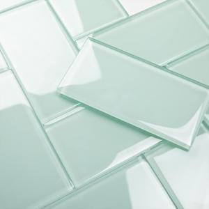Lovdeco Light Green Glass Subway Tile, Glass for Bathroom Kitchen Shower Backsplash Wall, 3 x 6 Inches, 4 Sq.Ft.