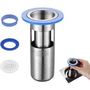 Odor Proof Floor DrainShower Floor Drain Backflow Preventer304Stainless Steel Drain FilterPrevent Backflow, Prevent Anti-Odor Dispersion in Bathroom and Kitchen(Depth 4.1")