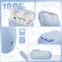 RFUNGUANGO for AirPods Pro 2 Case with Lock & Cleaning Kit, Lanyard, Soft Liquid Silicone Protective Cover for Apple AirPod Pro 2nd/1st Generation Case, Support Wireless Charging, Sky Blue