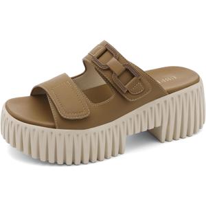 UBFEN Womens Chunky Wedge Platform Sandals Adjustable Double-Strap Square | Toed Open-Toe Style Suitable for Outdoor Casual Wear