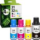 31 32XL Black Ink Bottle Set for Smart Tank 5101 7602 6001 Ink Refill, Compatible with HP 31 Ink 32XL Black Ink Bottle for Smart Tank 5101 5000 5102 7301 7001 5103 Plus 651 551 570 455 450 Printer