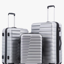 COOLIFE Expandable Suitcase PC ABS TSA Luggage 3 Piece Set Lock Spinner Carry on (sliver)