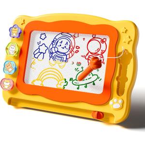 Large Magnetic Drawing Board Toddler Toys for 3 4 5 6 Year Old Kids Girls Boys, Doodle Board Montessori Preschool Educational Travel Toys Gifts for 3 4 5 6 Year Old Etch Sketch Erasable Writing Pad (Orange)