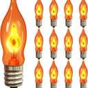E12 Flickering Flame Light Bulbs, 25-Pack Faux Flame Light Bulbs for Outdoor Use, Energy-Efficient Fire Light Bulb, Flickering Night Lights for Halloween, Christmas, and Home Decor, UL Listed
