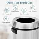 Garvee 65 L/17 gal Open Top Trash Can, Fingerprint-Proof Stainless Steel Garbage Can, Heavy Duty Commercial Round Trash Bin for Kitchen, Outdoor, Home, Office, Silver
