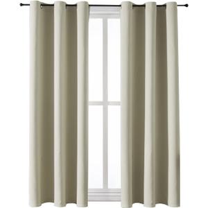 ChrisDowa Grommet Room Darkening Curtains for Bedroom and Living Room - 2 Panels Set Thermal Insulated Blackout Curtains (Beige, 38W x 45L)