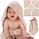 Organic Cotton Low-Twist Woven Hooded Baby Towels, 31x31 Inches, Soft Bath Towels with Hood for Newborns and Kids, Girls & Boys (Blush, 31.4" L x 31.4" W)