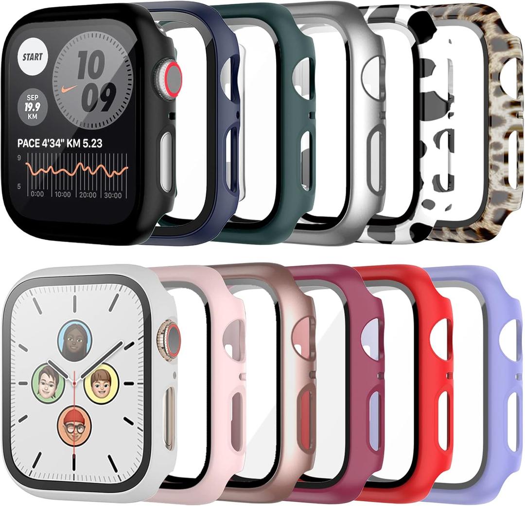 12 Pack Case with Tempered Glass Screen Protector for Apple Watch Series 3/2/1 42mm,JZK Hard PC Full Coverage Slim Guard Bumper Protective Cover HD Ultra-Thin Cover for iWatch 42mm Accessories