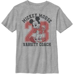 Disney Characters Varsity Mouse Boy's Crew Tee, Athletic Heather, Small