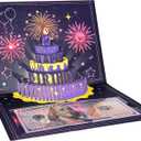 Creative 3D Pop-Up Birthday Card  Candle-Blowing Feature, Plays Happy Birthday Song, Includes Cash Slot & Message Card Holder