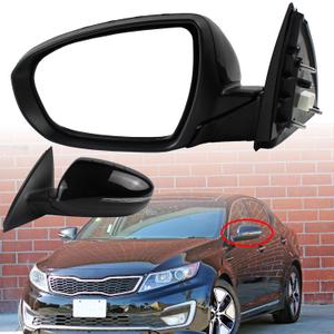 Left Driver Side Door Mirror Compatible with 2011 2012 2013 Kia Optima SX/LX/EX (5 PINS) Black Manual Folding Non Heated Power Glass Replaces KI1321152 87620-2T110 876202T110