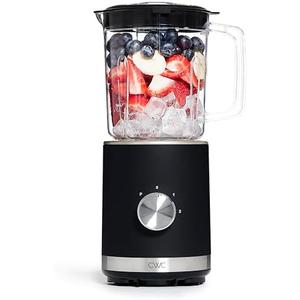 COOK WITH COLOR 300 Watt Blender: Powerful 2-Speed Control with Pulse, 4-Tip Stainless Steel Blades, 25oz (750ml) Jar, and Skid-Resistant Feet, Black