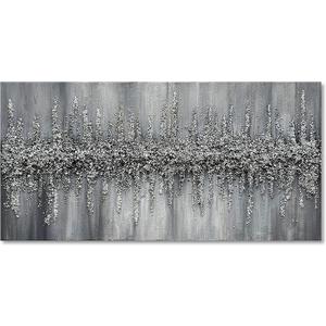 Limiyer Art Modern Abstract Wall Art Black and White Crystal Stone Texture Painting Living Room Bedroom Corridor Wall Art Deco Painting 24x48 Inch