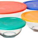 Pyrex Smart Essentials Glass Bowls with Plastic Lids, 8-Piece Set