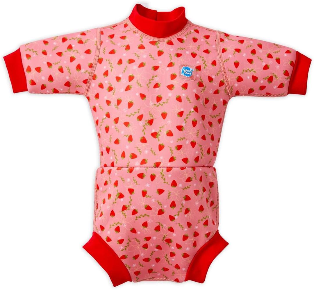 Splash About Happy Nappy Wetsuit with Swim Diaper (Strawberry Field, 12-24 Months)