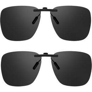 Xfeel Black Clip On Sunglasses for Women Men Over Prescription Glasses Polarized Fit Over Sun Glasses