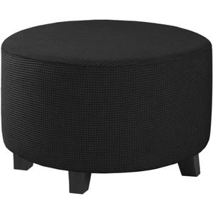 ADPON Ottoman Cover Stretch Ottoman Slipcover Round Ottoman Storage Cover Folding Stool Covers Furniture Protector Cover for Footrest Ottoman (Medium, Black)