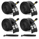 4 Pack  26" x1.75/2 125 Bike Tubes with 2 Tire Levers, Bicycle Inner Tube Schrader Valve, Bike Inner Tube for Road/MTB/Kids Bike by Hydencamm (4 of One Size)