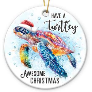 5 x Sea Turtle Ornament 2025 - Sea Turtle Gifts for Women, Men, Beach Christmas Ornaments for Tree, White Elephant Presents, Animal Lover Gifts for Friends Coworker