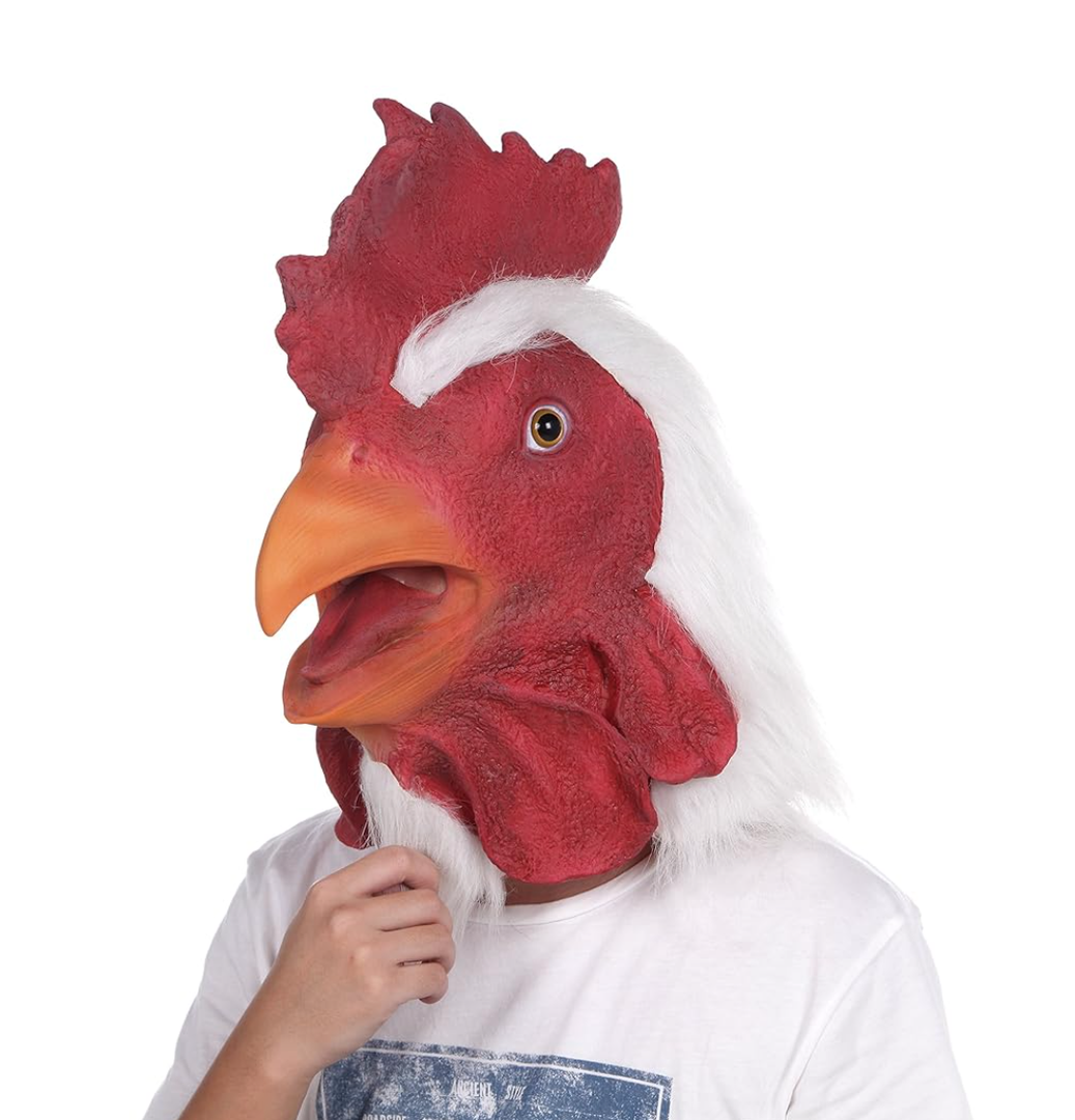 Rooster Animal Head Mask For Halloweem Costume Cosplay, Latex Funny Mask for Kids and Adult