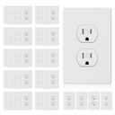 ELEGRP 15 Amp 125V Duplex Receptacle Outlets, Standard Electrical Wall Outlet, TR Tamper Resistant, Self-Grounding, Residential Grade, Mid Outlet Covers Included, UL Listed, Matte White, 50 Pack