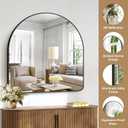 Arched Bathroom Mirror, 40"x40" Black Arched Mirror for Bathroom, Wall Mounted Mirror, Black Vanity Wall Mirror w/Metal Frame for Bedroom, Entryway, Living Room, Hanging or Leaning Against Wall