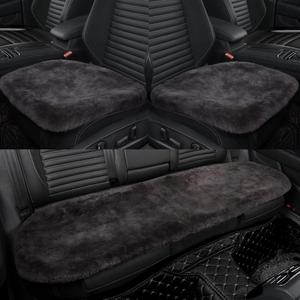 IRIWOOL Genuine Sheepskin Auto Seat Pad, Soft Wool Seat Cover Breathable and Sweat-Wicking Comfort Warm Universal Fit (Front seat Cushion 2pcs & Rear seat Cushion 1pc, Dark Grey)