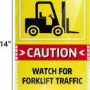 3 Pack "Caution - Watch For Forklift Traffic" Sign, 10" x 14" Aluminum Watch For Forklift Safety Signs, Reflective Warning Sign for Indoor Outdoor Use, Fade-Resistant, UV Protected, Waterproof