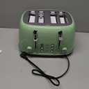 Mueller Retro Toaster 4 Slice with Extra Wide Slots Bagel, Defrost, and Cancel Function, 6 Browning Levels, Dual Independent Controls, Removable Crumb Tray and High Lift Levers, Sage Green