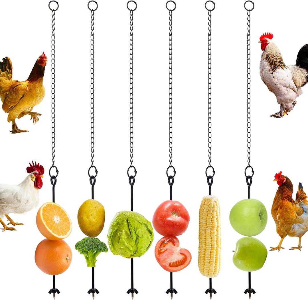 winemana 6Pcs Chicken Vegetable Hanging Feeder Toy for Coop, Chicken Treat Holder Veggies Fruit Skewers for Hens, Chicken Coop Accessories Outdoor, Foraging Toy for Large Birds winemana 6Pcs Chicken Vegetable Hanging Feeder Toy for Coop, Chicken Treat Holder Veggies Fruit Skewers for Hens, Chicken Coop Accessories Outdoor, Foraging Toy for Large Birds