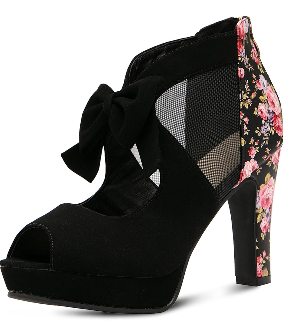 GATUXUS Open Toe Women Platform High Heel Shoes Bows Strappy Sandals. Size 41