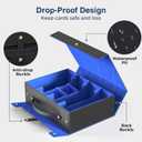 Budding Joy Card Deck Box for MTG with Small Case, 2200+ Commander Trading Card Storage Box with Portable Handle, Magnetic Deck Case Fits for Top Loader TCG, PTCG, Sports, Magic Cards, Black Blue (4 Rows)