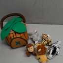 Play22 6-Piece Plush Talking Jungle Animals Set with Carrier for Kids, Babies & Toddlers - Elephant, Tiger, Lion, Zebra, Monkey