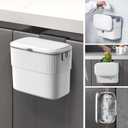 ELPHECO Kitchen Compost Bin with Lid 1.8 Gallon Hanging Trash Can with Lid, 7 Liter Wall-Mounted Garbage Can for Kitchen Cabinet Door, Small Under Sink Trash Can for Cupboard, Bathroom, Office