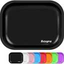 roygra Rolling Tray, Small Metal Tray, Cigarette Pre Roll Smoking Accessories, Portable Matte Rolling Trays for Smokers, Home Table Decor, Patio Decorations, 7 x 5.5 inch - Black
