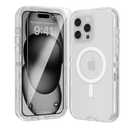Luckwhale for iPhone 15 Pro Max Case, Fits Magsafe,Heavy Duty Shockproof Protection Phone Cases with Screen Protector*1, Magnetic Transparent Protective Cover for iPhone 15 ProMax 6.7 '', Clear
