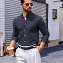 COOFANDY Mens Long Sleeve Button Down Shirt Casual Untucked Shirts for Men Oxford Dress Shirts (Blue, XXL)