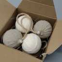 Syhood 12 Pcs Rustic Christmas Ball 2.36 Inch Neutral Farmhouse Christmas Tree Ornaments Shatterproof Hanging Cottage Burlap Fabric Textured Ball for Xmas Tree Party Garlands Wreath Home Decor