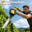 22'' Cordless Hedge Trimmer - 2x4.0AH Batteries & Charger, SK5 Dual-Action Blade Hedge Clippers Handheld, 180 Rotating Handle, 4.1Lbs Electric Hedge Trimmer for Yard/Garden
