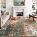 Abstract Area Rug 5ft x 7ft Washable Rugs for Entryway Indoor, Non Slip Small Living Room Rugs Printed Faux Wool Throw Rug, Floor Carpet for Kitchen Nursery Playroom, Red/Multi
