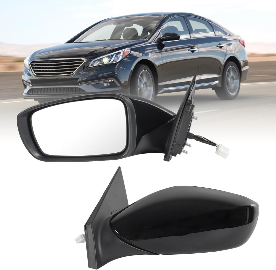 JDMSPEED Left Driver Side View Mirror Black Compatible with 2011-2014 Hyundai Sonata Manual Folding Power Glass Replace#HY1321165 876203Q000(3Pins)