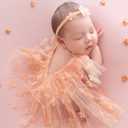 Newborn Photography Outfits Girl, Photo Shoot Props, Baby Girls Bodysuit with Flower Headband (Champagne)