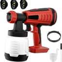 Cordless Paint Sprayer, Upgraded HVLP Brushless Spray Gun Compatible with Milwaukee 18V Battery with 3 Copper Nozzles, 3 Spray Patterns for Home Interior & Exterior, DIY, House Painting (No Battery)