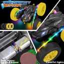 Jimdella Remote Control Car,RC Cars with Sides Light Strip and Headlights,Double Sided 360 Flips Rotating RC Stunt Car,2.4Ghz All Terrain Toys for Ages 4-8 Kids Toy for Boys Birthday Gift(Black)